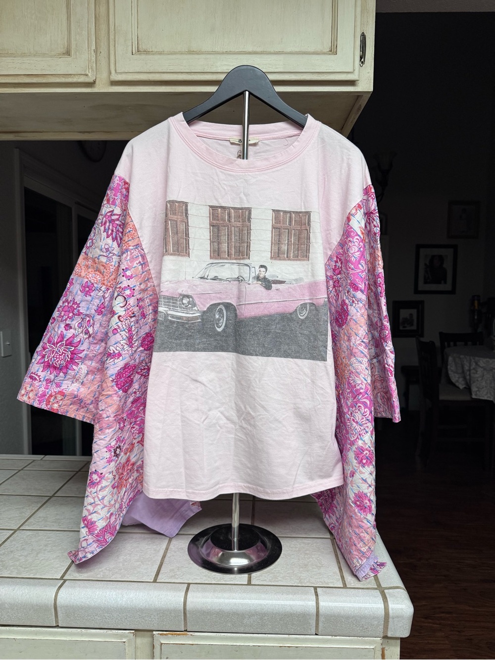 💖 Blue Velvet Elvis Pink Cadillac Poncho Top 💖